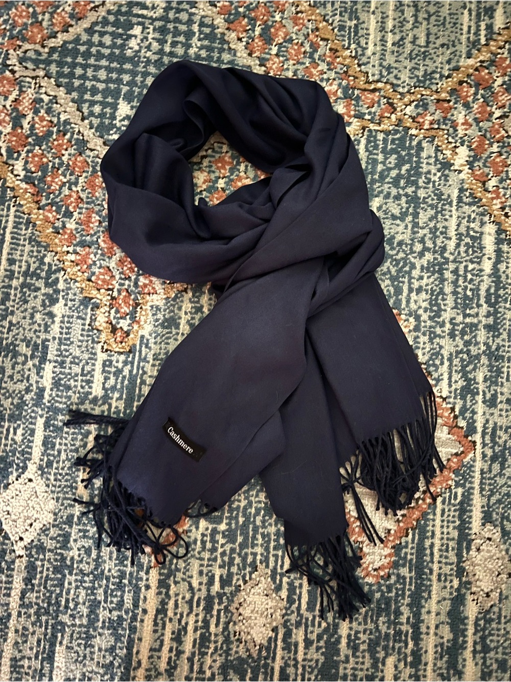 Classic Navy Blue Cashmere Scarf